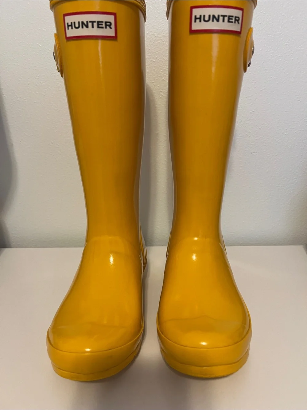 Hunter Girls Glossy Yellow Tall Rain Boots